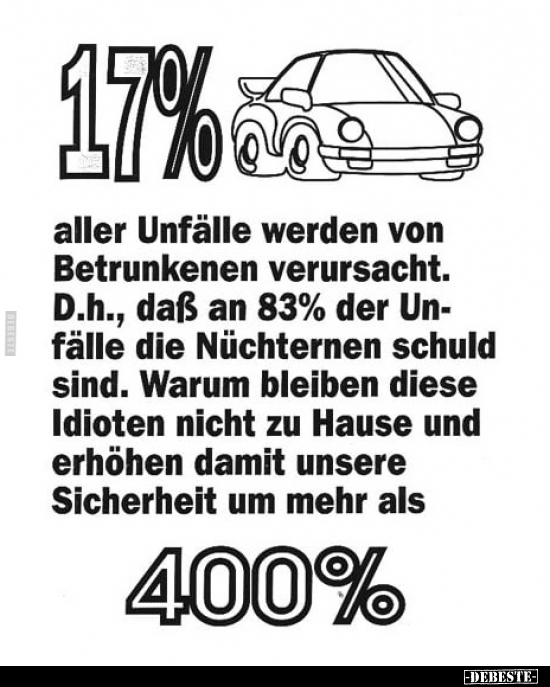 17% aller Unfälle werden von Betrunkenen verursacht.. - Lustige Bilder | DEBESTE.de