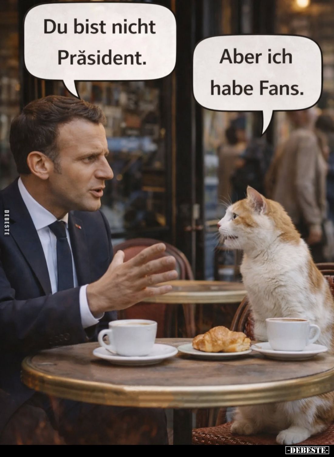 Du bist nicht Präsident. -
Aber ich habe Fans.
