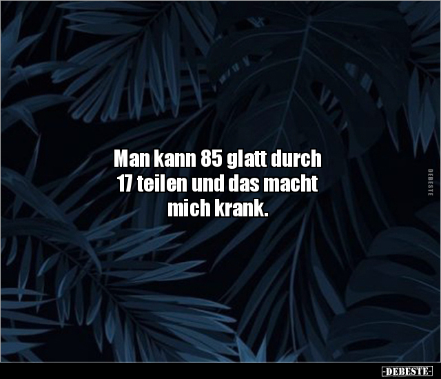 Man kann 85 glatt durch 17 teilen und das macht mich.. - Lustige Bilder | DEBESTE.de