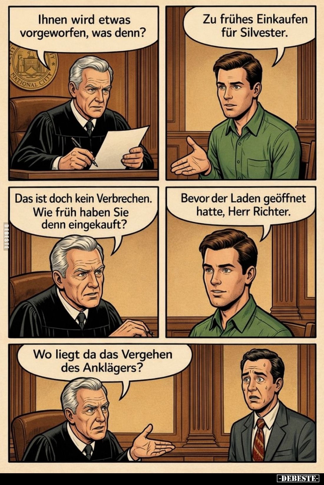Ihnen wird etwas vorgeworfen, was denn?
-
Zu frühes Einkaufen für Silvester. - Das ist doch kein Verbrechen. Wie früh haben...