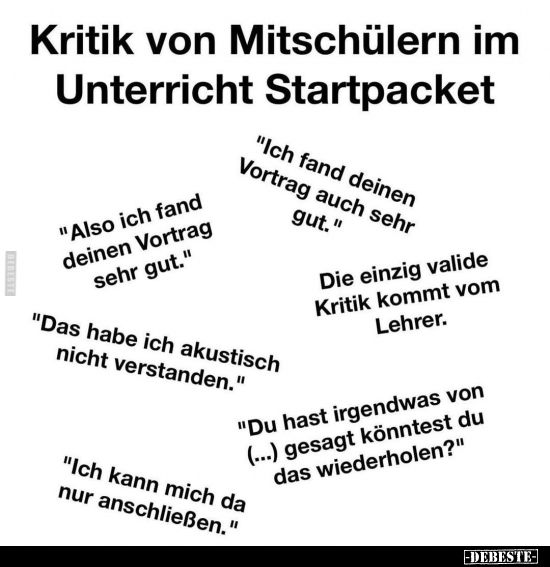 Kritik von Mitschülern im Unterricht Startpacket.. - Lustige Bilder | DEBESTE.de