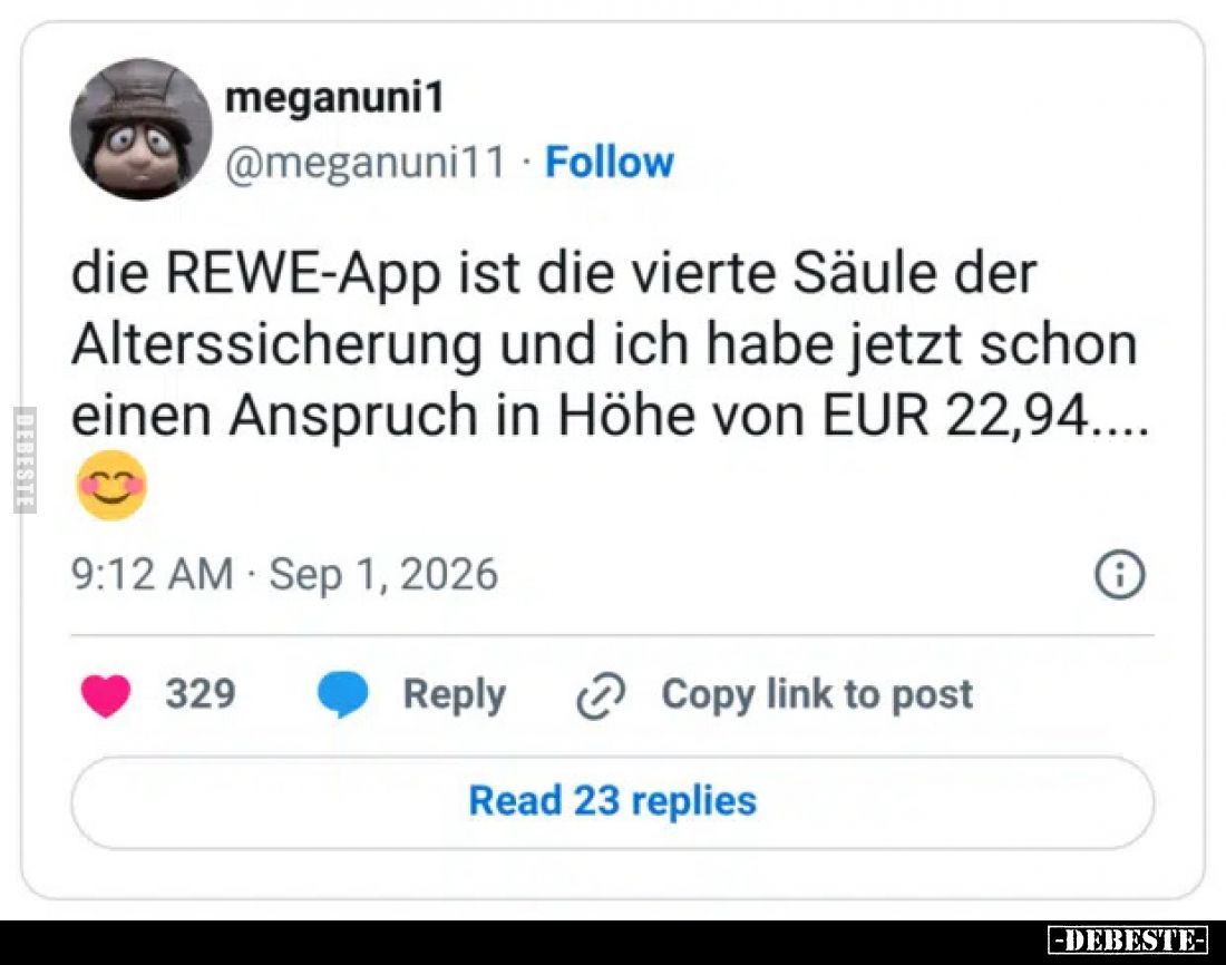 die REWE-App ist die vierte Säule der Alterssicherung und ich habe jetzt schon einen Anspruch in Höhe von EUR 22,94....