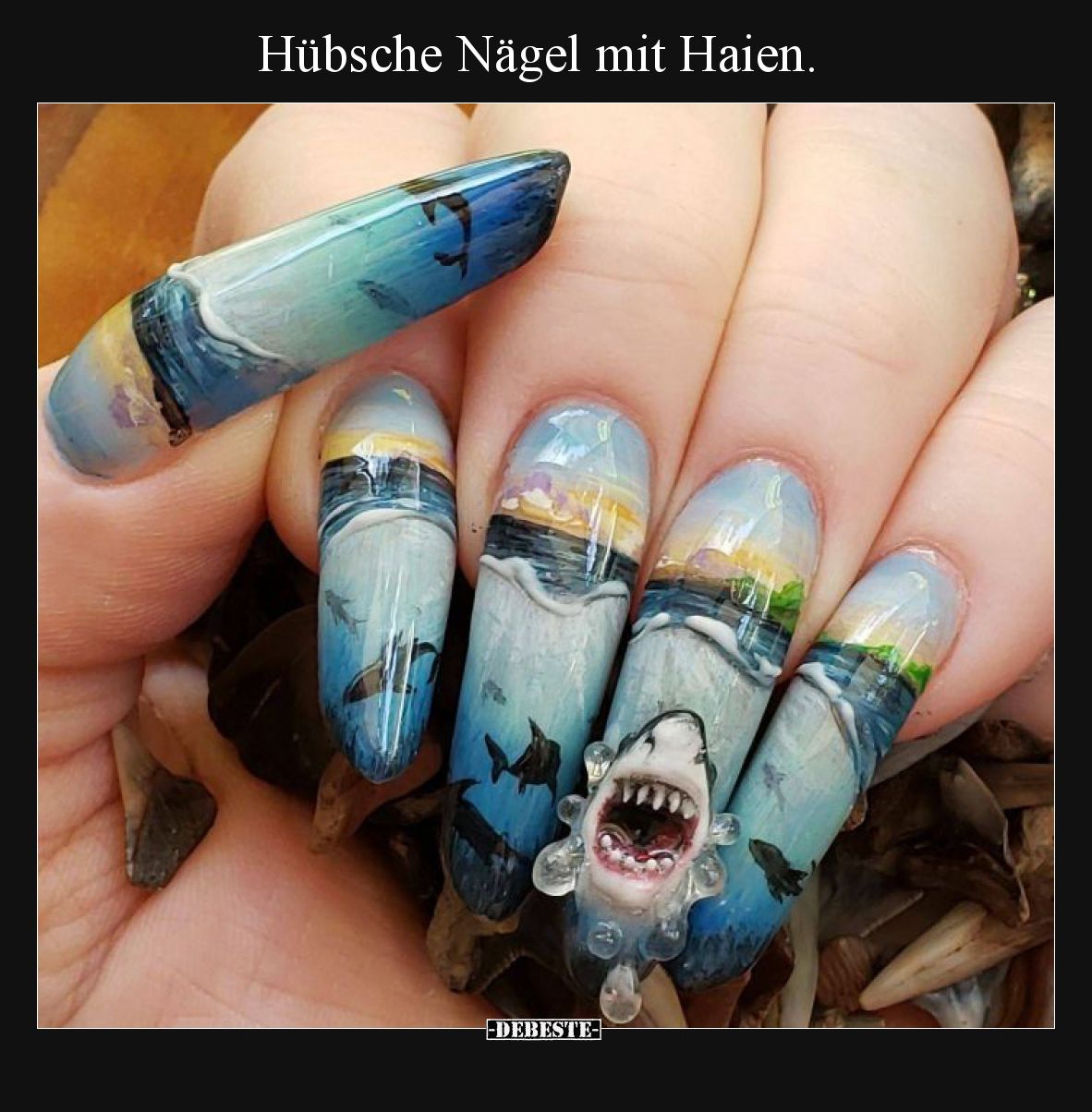 Hübsche Nägel mit Haien