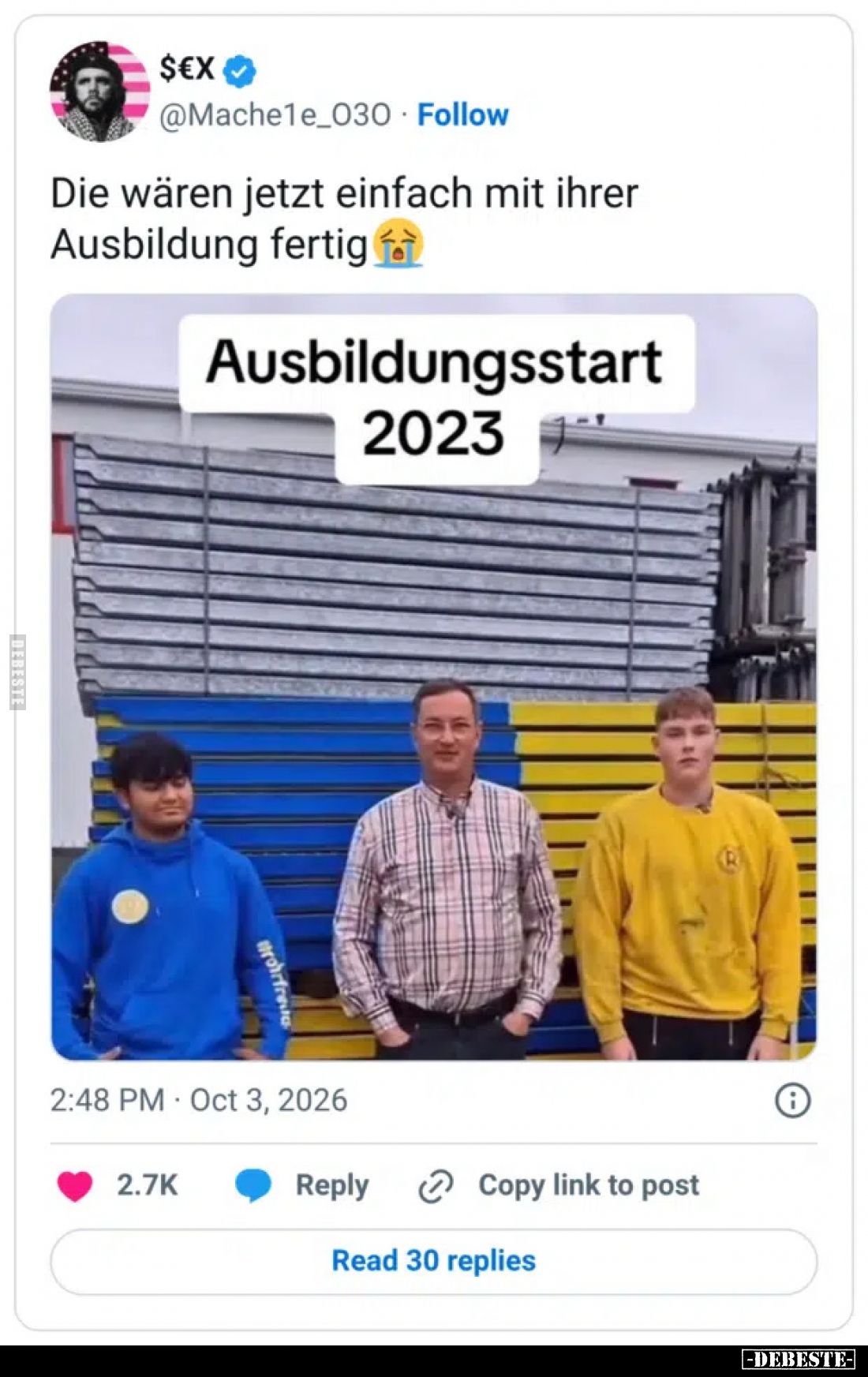 Die wären jetzt einfach mit ihrer Ausbildung fertig