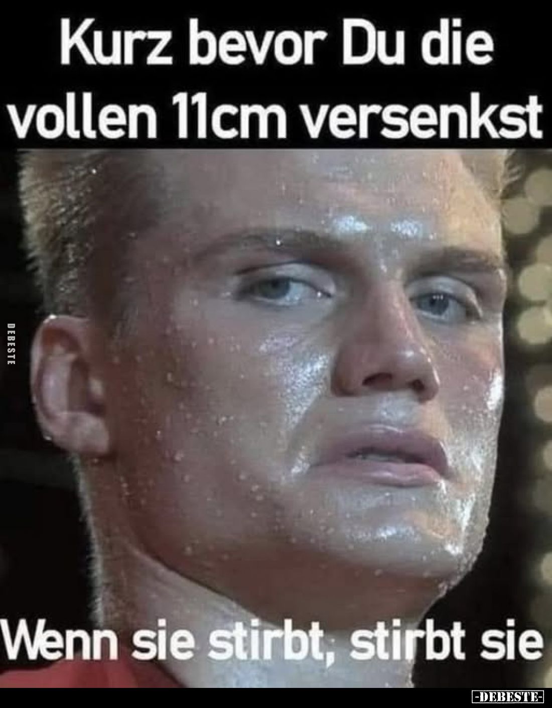 Kurz bevor Du die vollen 11cm versenkst.
Wenn sie stirbt, stirbt sie.