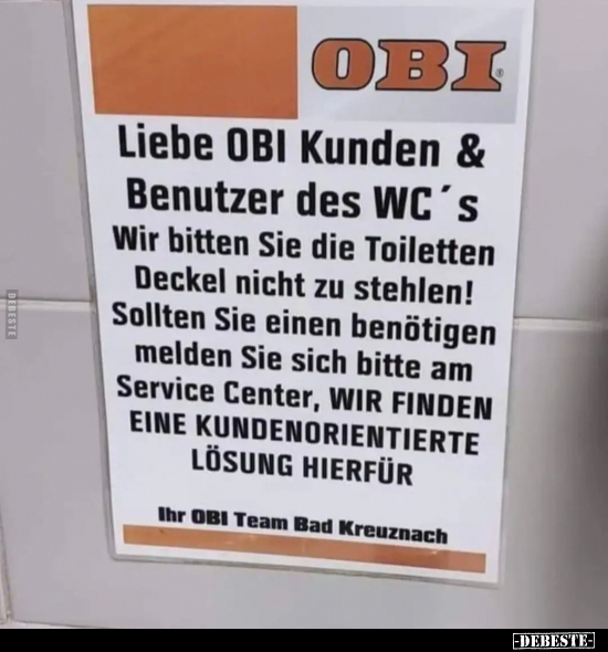 Liebe OBI Kunden und Benutzer.. - Lustige Bilder | DEBESTE.de