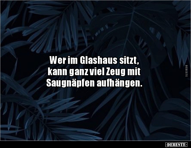 Wer im Glashaus sitzt, kann ganz viel Zeug mit.. - Lustige Bilder | DEBESTE.de