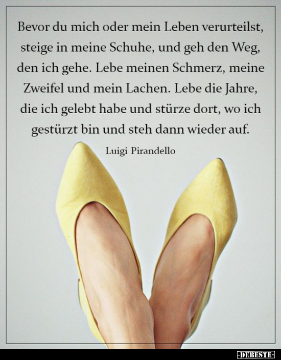 Bevor du mich oder mein Leben verurteilst, steige in meine..