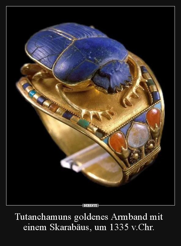 Tutanchamuns goldenes Armband mit einem Skarabäus..