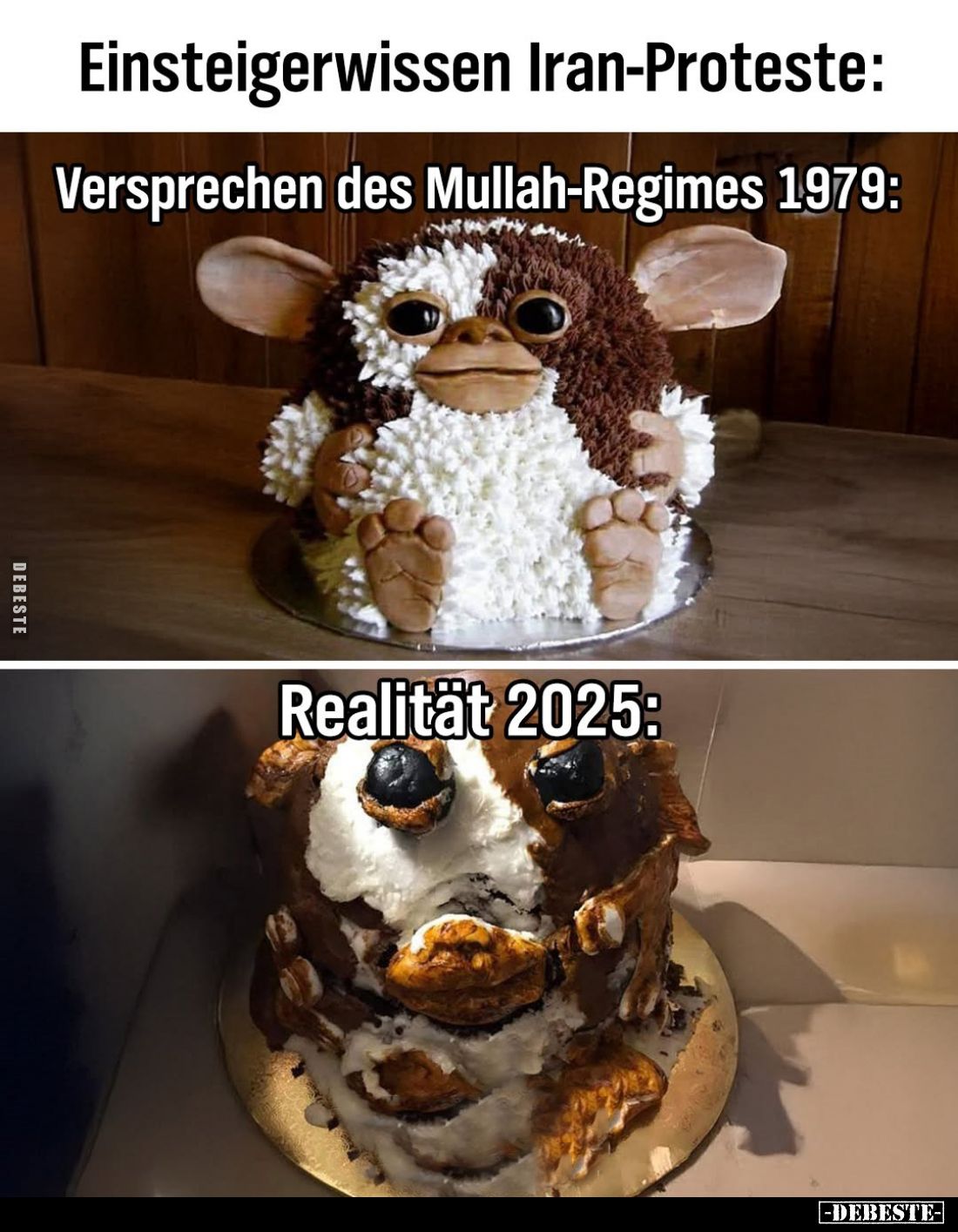 Einsteigerwissen Iran-Proteste: -
Versprechen des Mullah-Regimes 1979: -
Realität 2025: