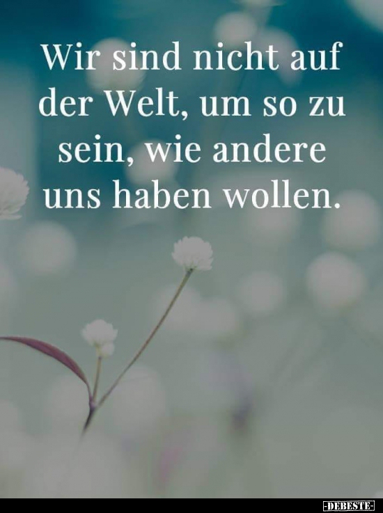 Wir sind nicht auf der Welt, um so zu sein, wie andere uns..