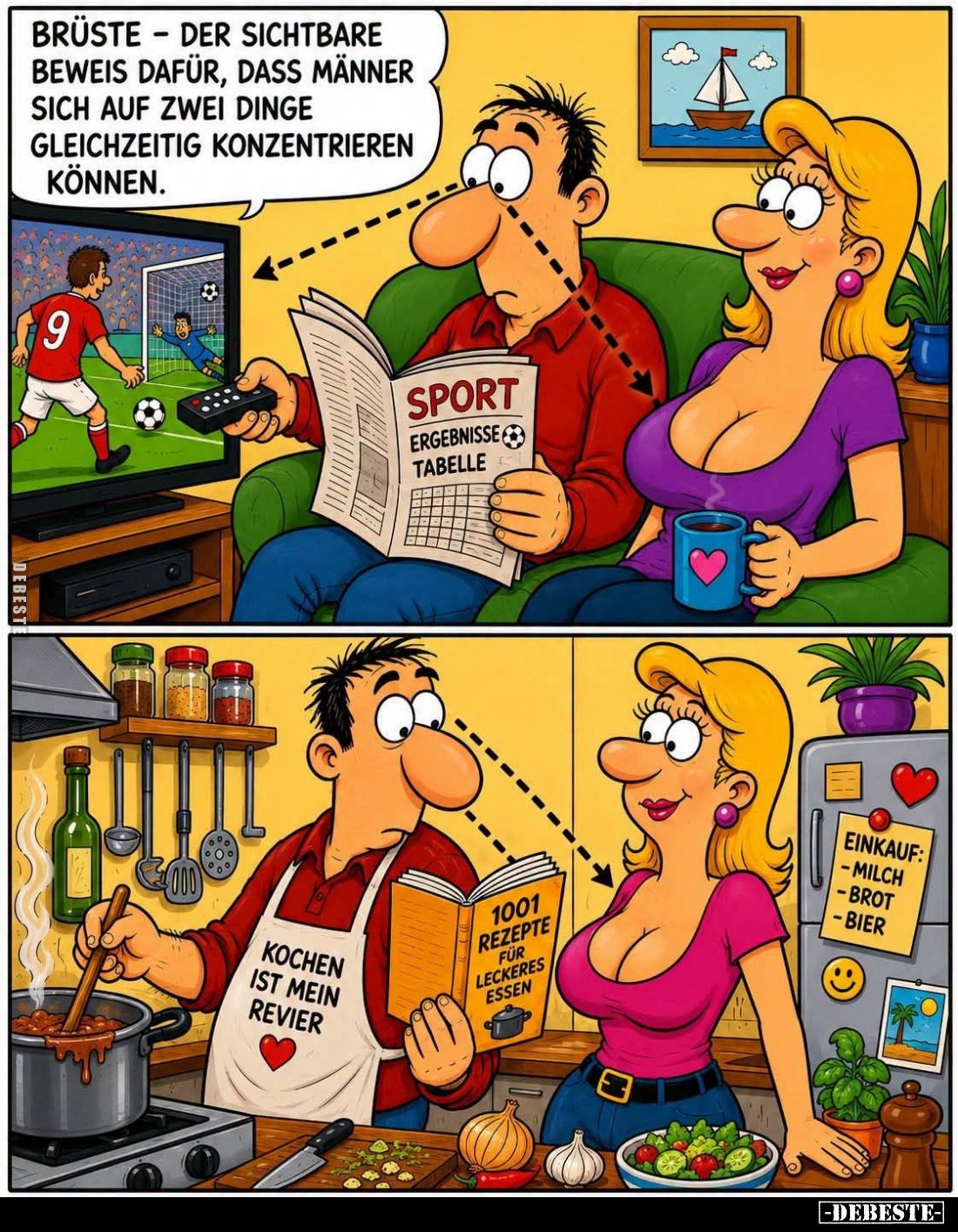 Brüste - der sichtbare Beweis dafür, dass Männer sich auf zwei Dinge gleichzeitig konzentrieren können.