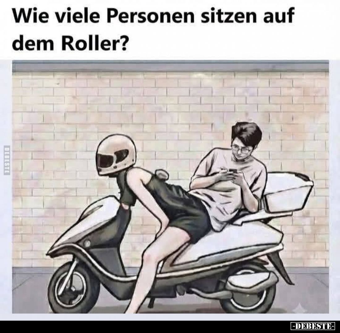 Wie viele Personen sitzen auf dem Roller?