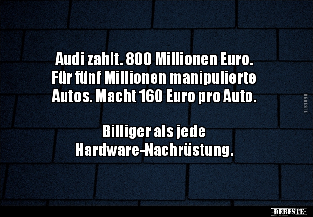 Audi zahlt. 800 Millionen Euro. Für fünf Millionen.. - Lustige Bilder | DEBESTE.de