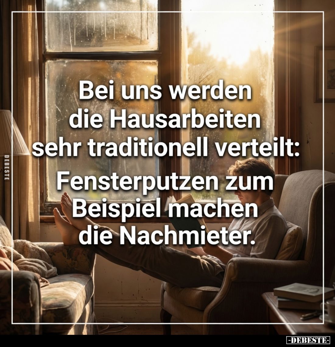 Bei uns werden die Hausarbeiten sehr traditionell verteilt: Fensterputzen zum Beispiel machen die Nachmieter.