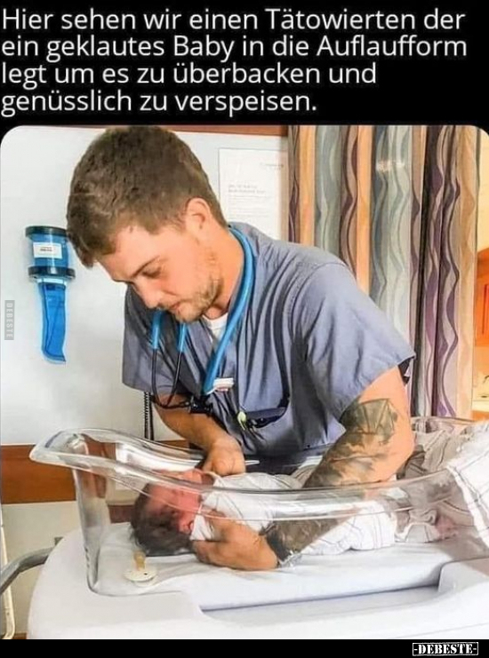 Hier sehen wir einen Tätowierten der ein geklautes Baby.. - Lustige Bilder | DEBESTE.de