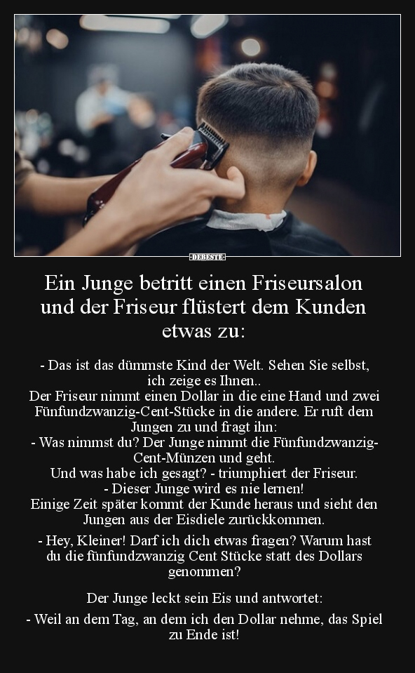 Ein Junge betritt einen Friseursalon und der Friseur.. - Lustige Bilder | DEBESTE.de