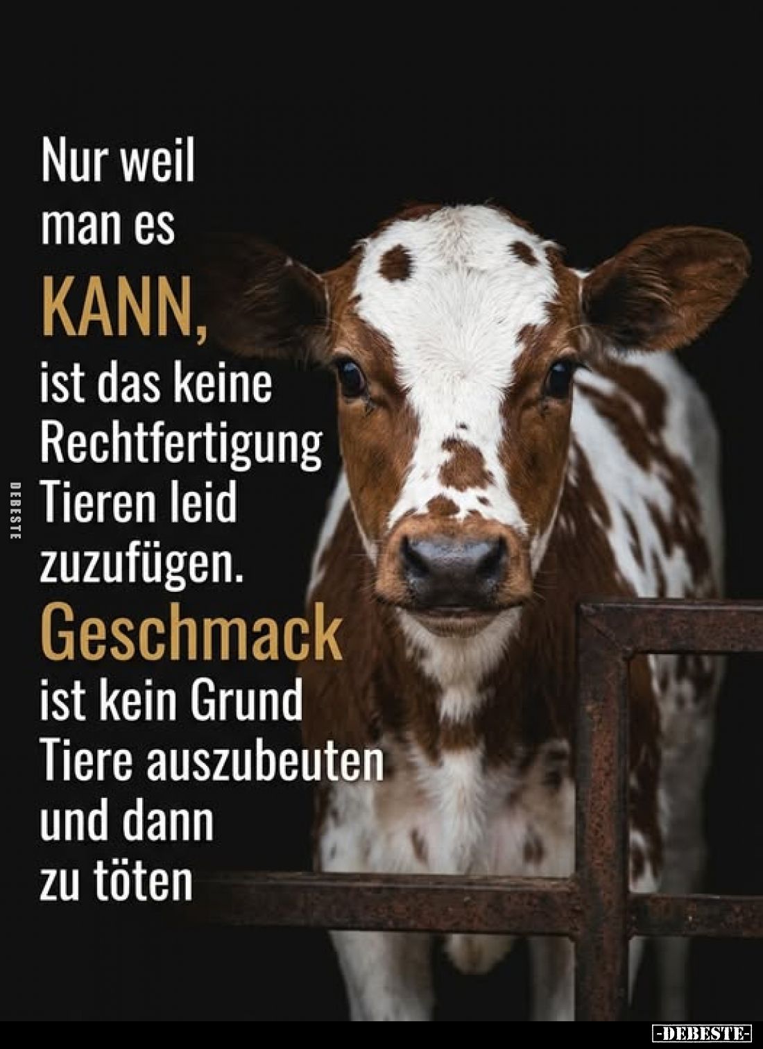 Nur weil man es kann, ist das keine Rechtfertigung Tieren Leid zuzufügen.
Geschmack ist kein Grund Tiere auszubeuten und dan...