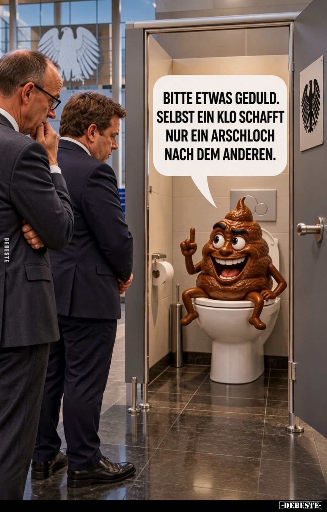 Bitte etwas Geduld.
Selbst ein Klo schafft nur ein Arschloch nach dem anderen.