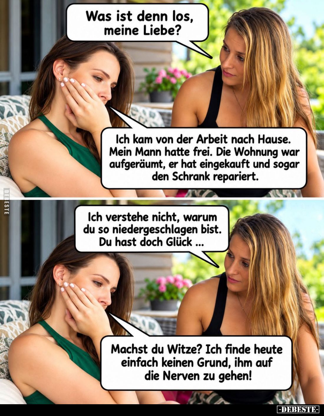 Was ist denn los, meine Liebe? -
Ich kam von der Arbeit nach Hause. Mein Mann hatte frei. Die Wohnung war aufgeräumt, er hat...