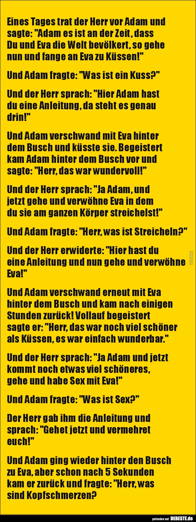 Eines Tages trat der Herr vor Adam und sagte.. - Lustige Bilder | DEBESTE.de