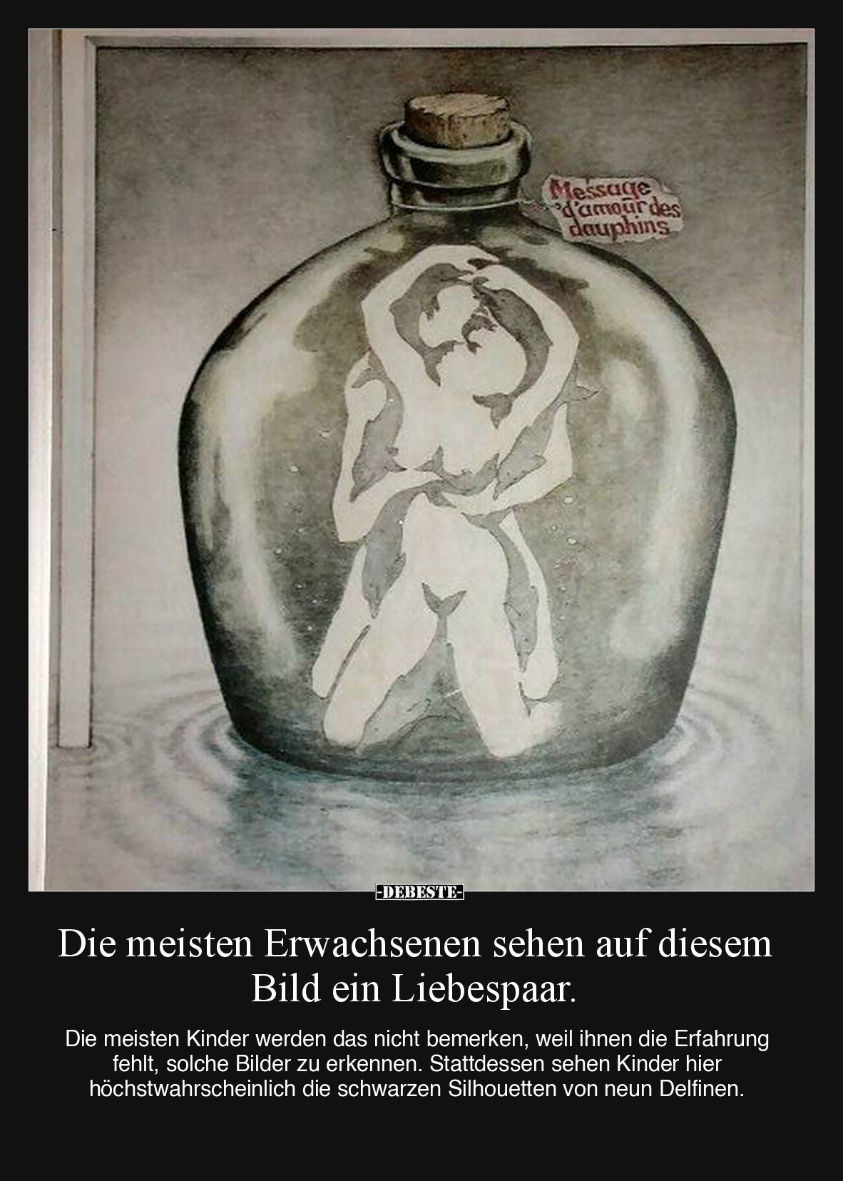 Die meisten Erwachsenen sehen auf diesem Bild ein Liebespaar.

Die meisten Kinder werden das nicht bemerken, weil ihnen die...
