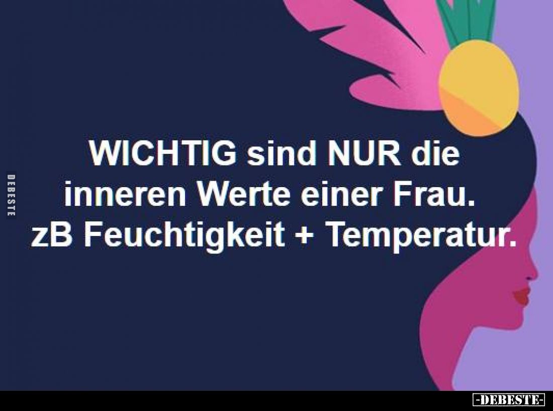 WICHTIG sind NUR die inneren Werte einer Frau. 
zB Feuchtigkeit + Temperatur.