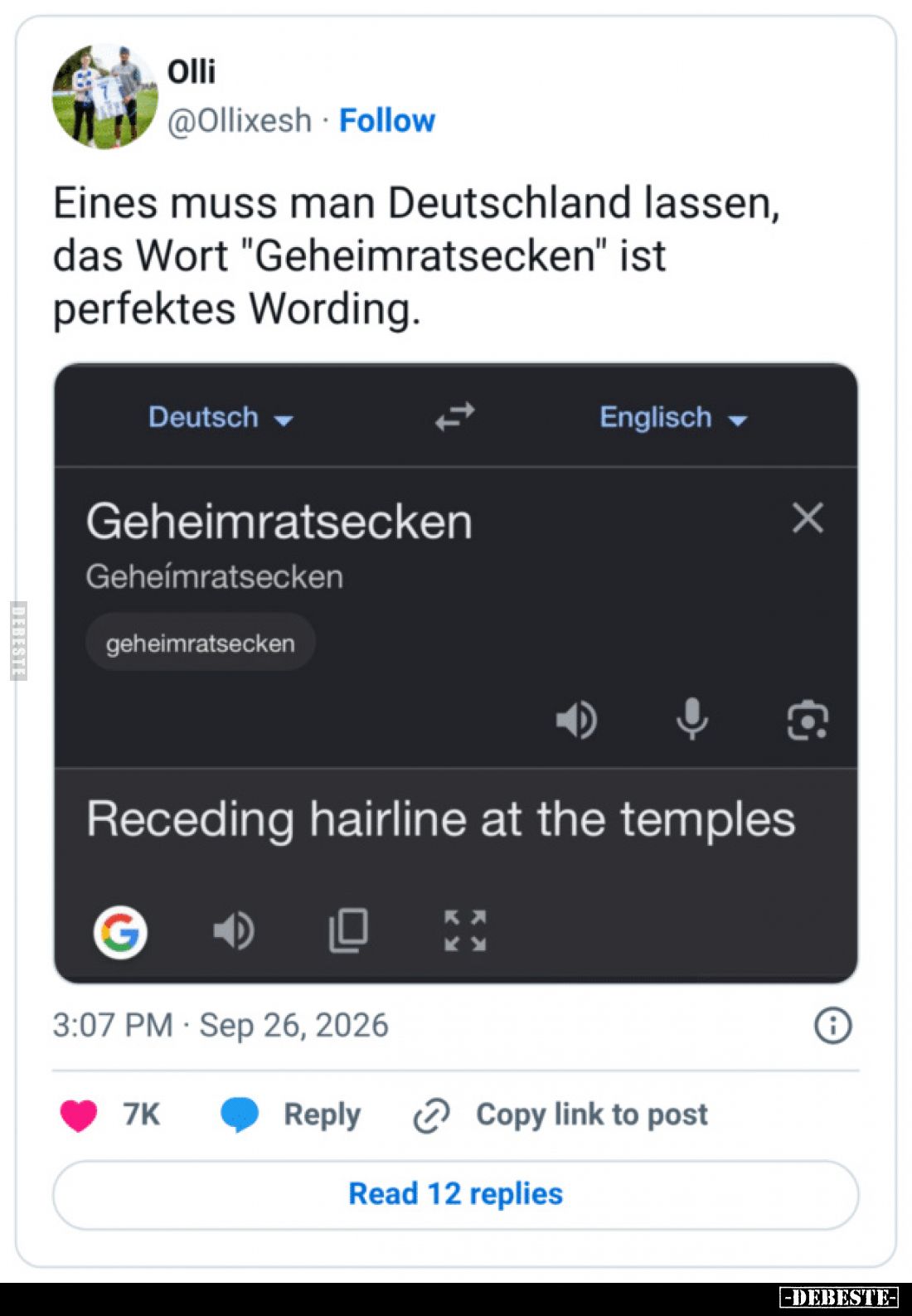 Eines muss man Deutschland lassen, das Wort "Geheimratsecken" ist perfektes Wording.