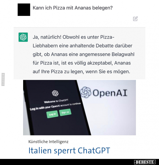 Kann ich Pizza mit Ananas belegen?.. - Lustige Bilder | DEBESTE.de
