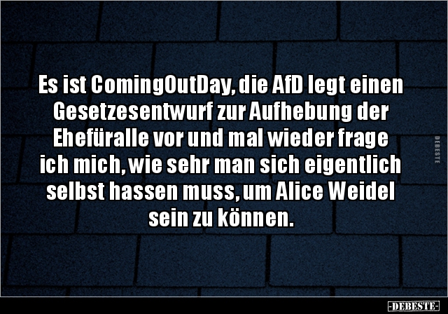 Es ist ComingOutDay, die AfD legt einen Gesetzesentwurf zur.. - Lustige Bilder | DEBESTE.de