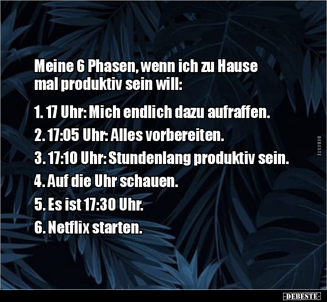 Meine 6 Phasen, wenn ich zu Hause mal produktiv sein.. - Lustige Bilder | DEBESTE.de