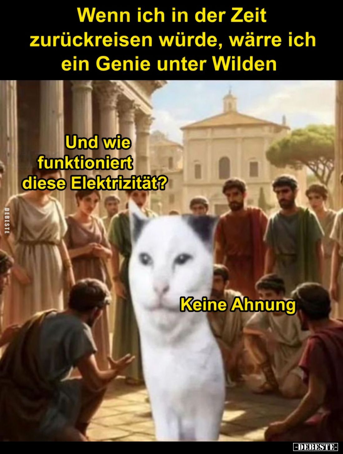 Wenn ich in der Zeit zurückreisen würde, wäre ich ein Genie unter Wilden.

Und wie funktioniert diese Elektrizität?

Kein...