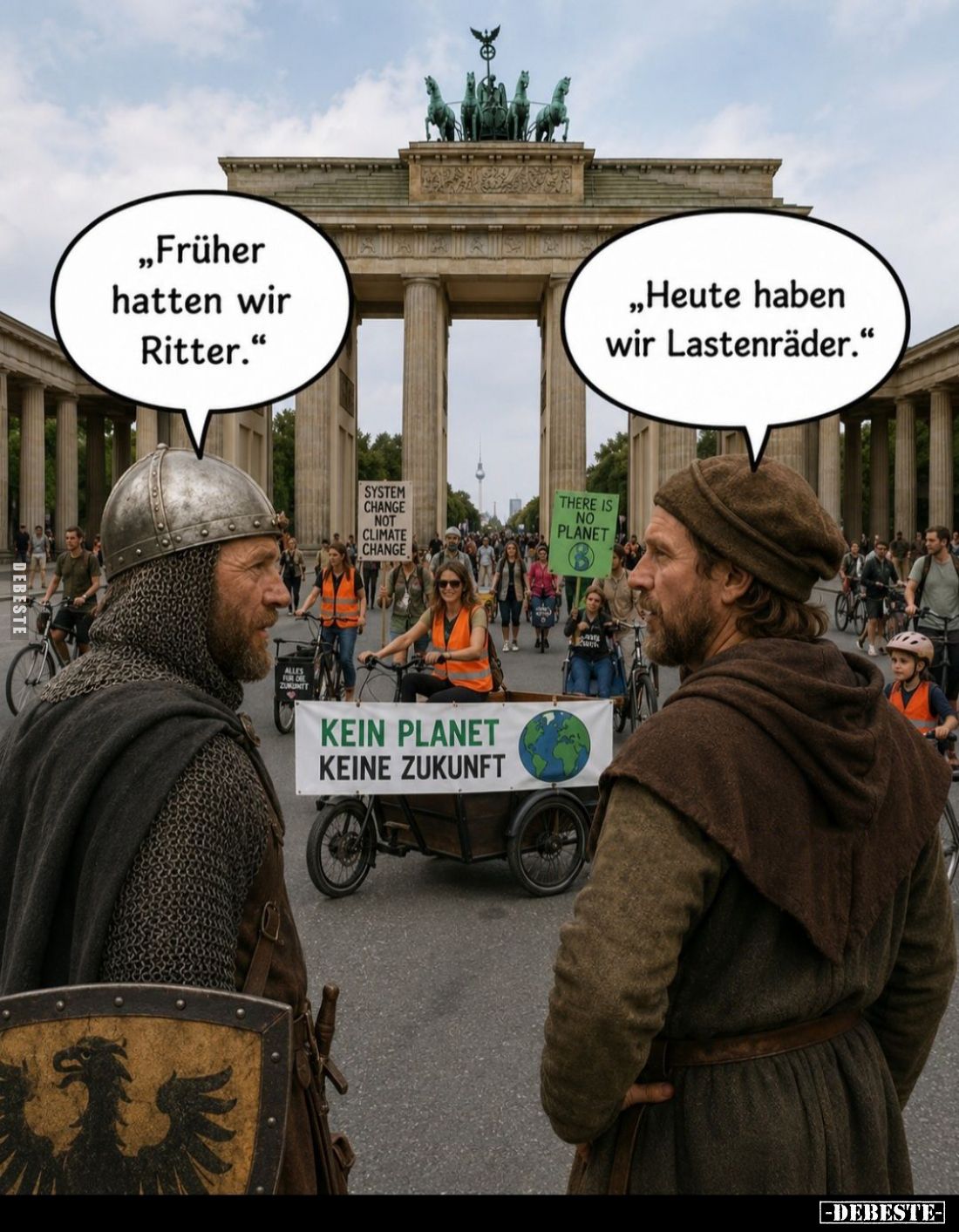"Früher hatten wir Ritter."
- "Heute haben wir Lastenräder."