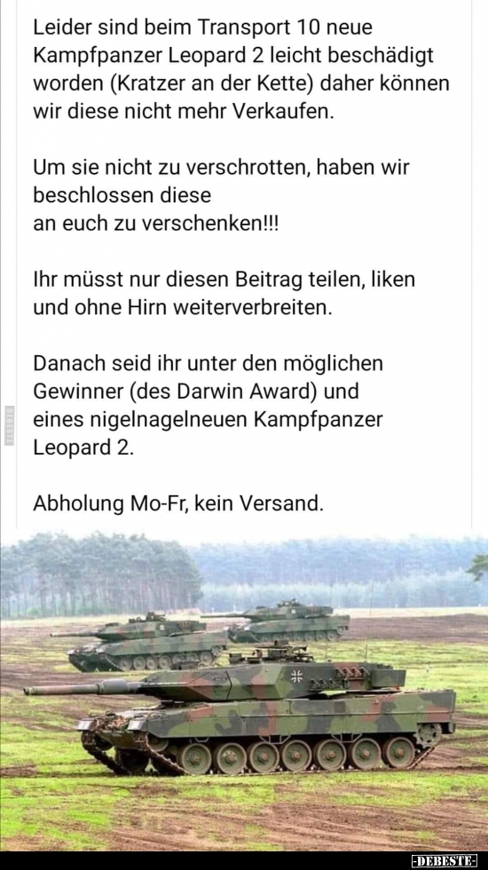 Leider sind beim Transport 10 neue Kampfpanzer Leopard 2.. - Lustige Bilder | DEBESTE.de