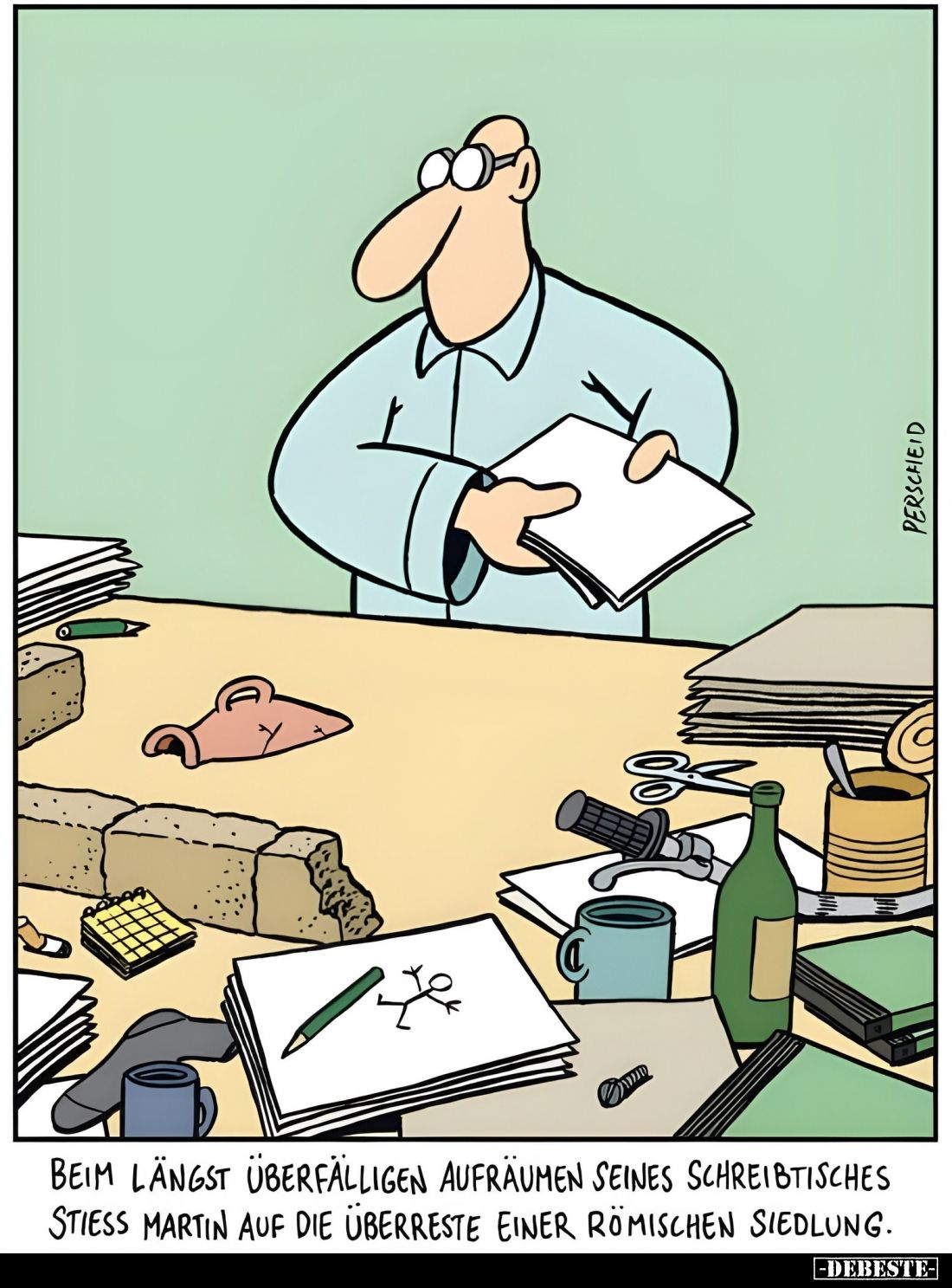 Beim längst überfälligen Aufräumen seines Schreibtisches stieß Martin auf die Überreste einer römischen Siedlung.