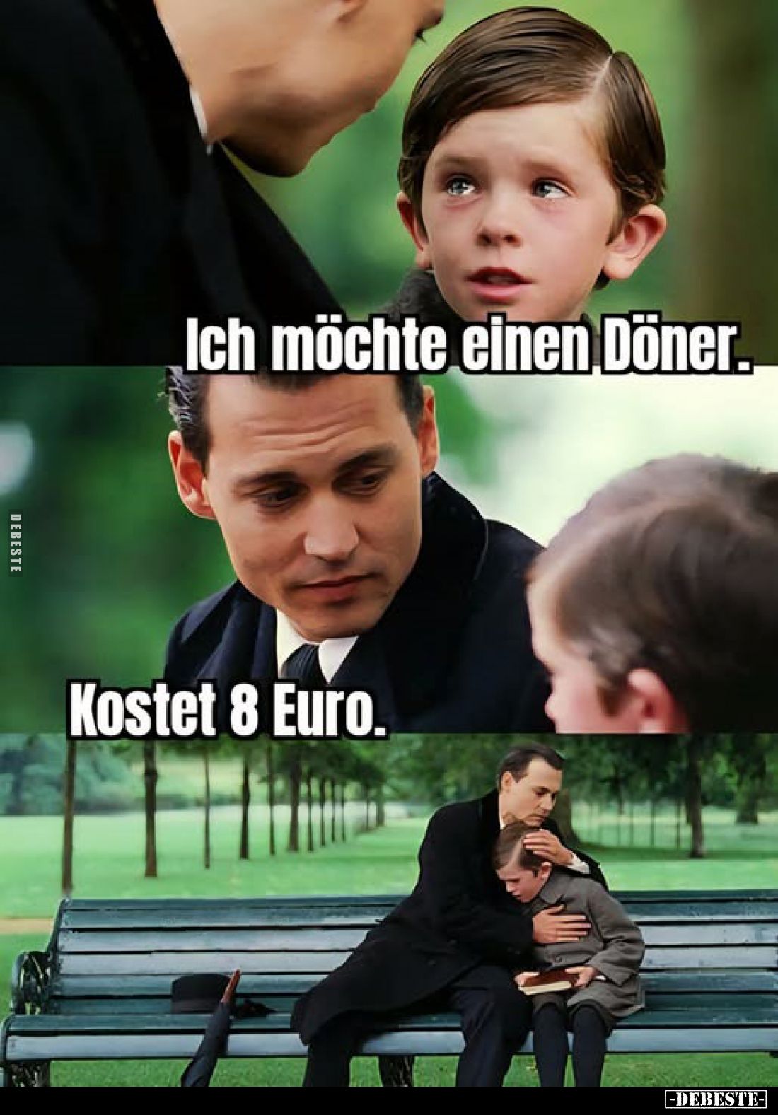 Ich möchte einen Döner.
Kostet 8 Euro.