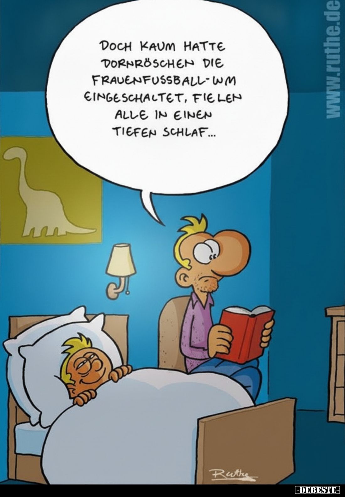 Doch kaum hatte Dornröschen die Frauenfußball-WM eingeschaltet, fielen alle in einen tiefen Schlaf...
