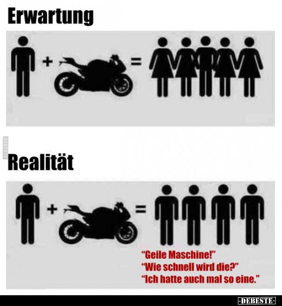 Ein Motorrad fahren - Erwartung / Realität. - Lustige Bilder | DEBESTE.de