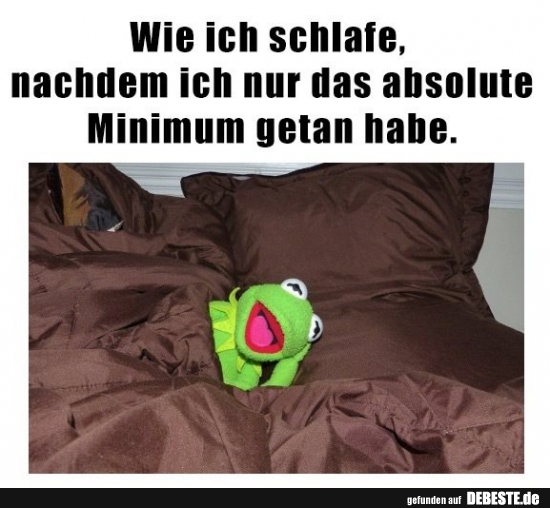 Wie ich schlafe, nachdem ich nur das absolute Minimum getan habe..