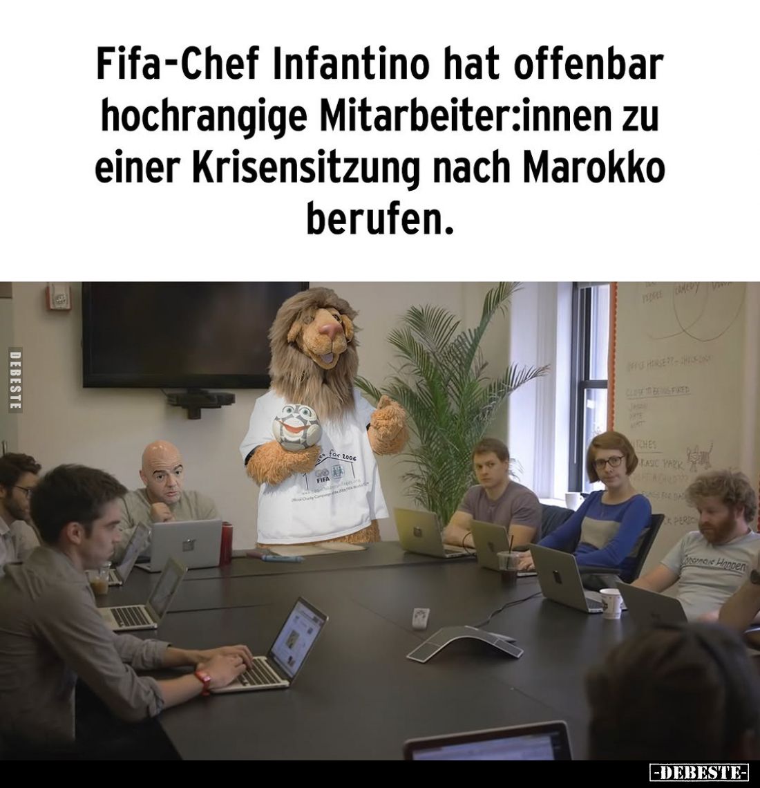 Fifa-Chef Infantino hat offenbar
hochrangige Mitarbeiter:innen zu
einer Krisensitzung nach Marokko
berufen.