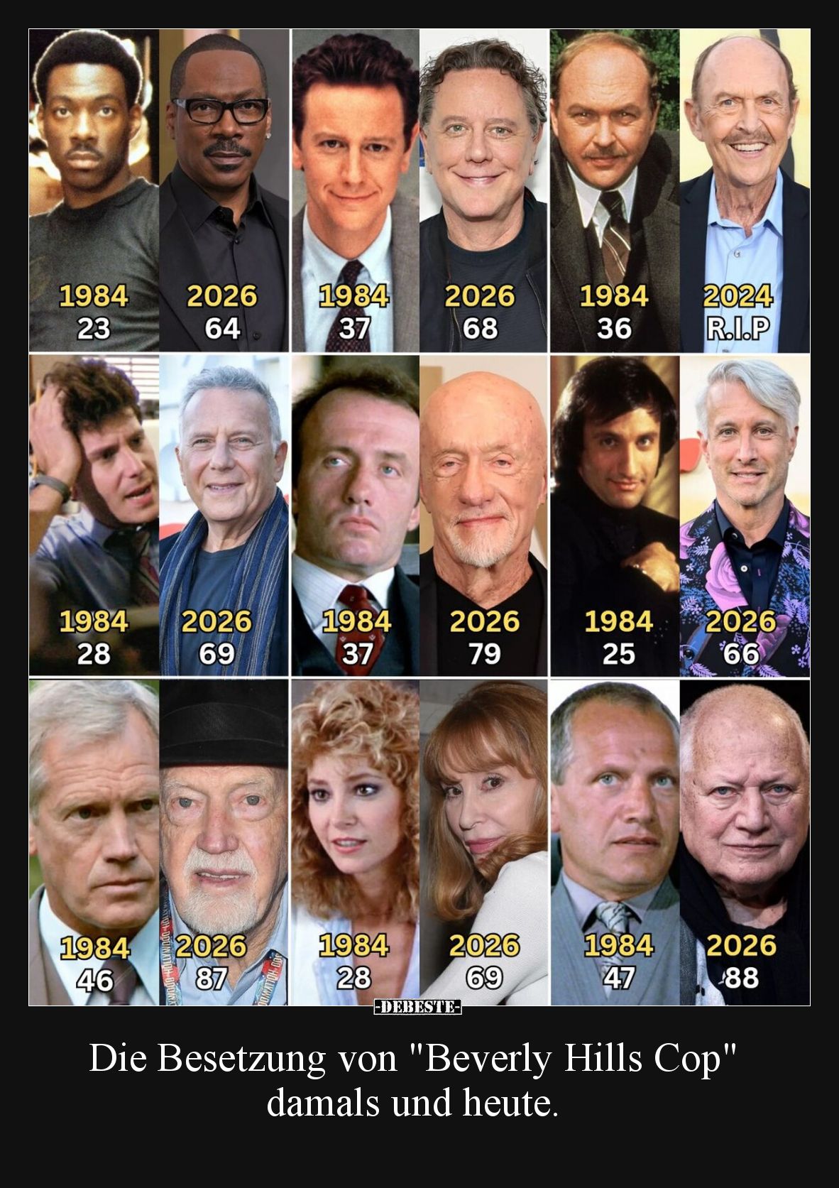 Die Besetzung von "Beverly Hills Cop" damals und heute.