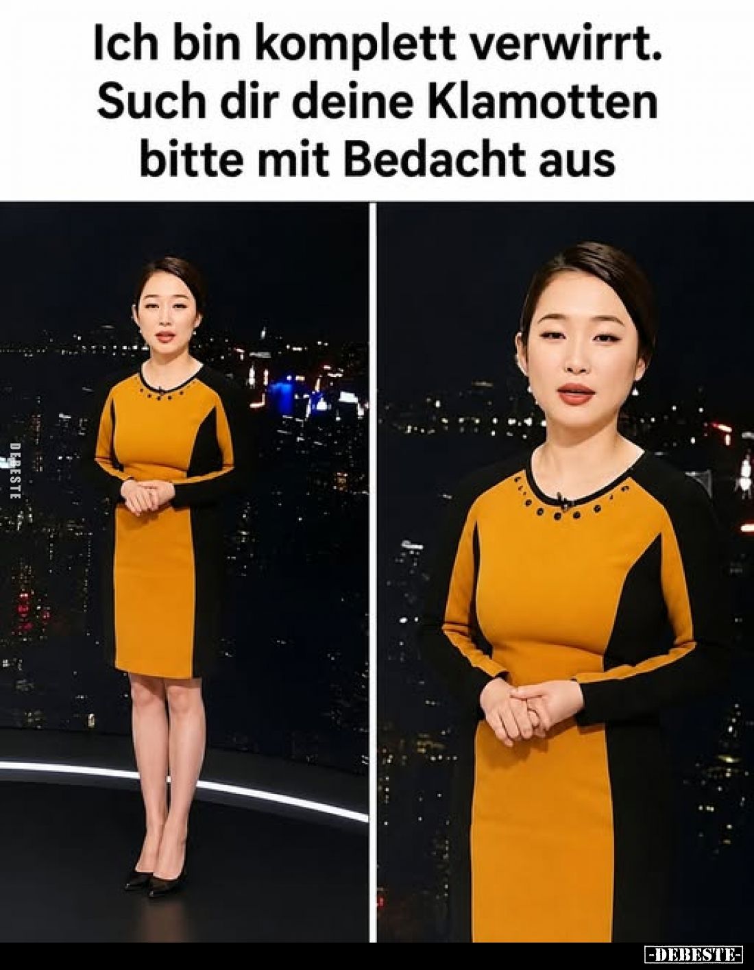 Ich bin komplett verwirrt.
Such dir deine Klamotten bitte mit Bedacht aus.