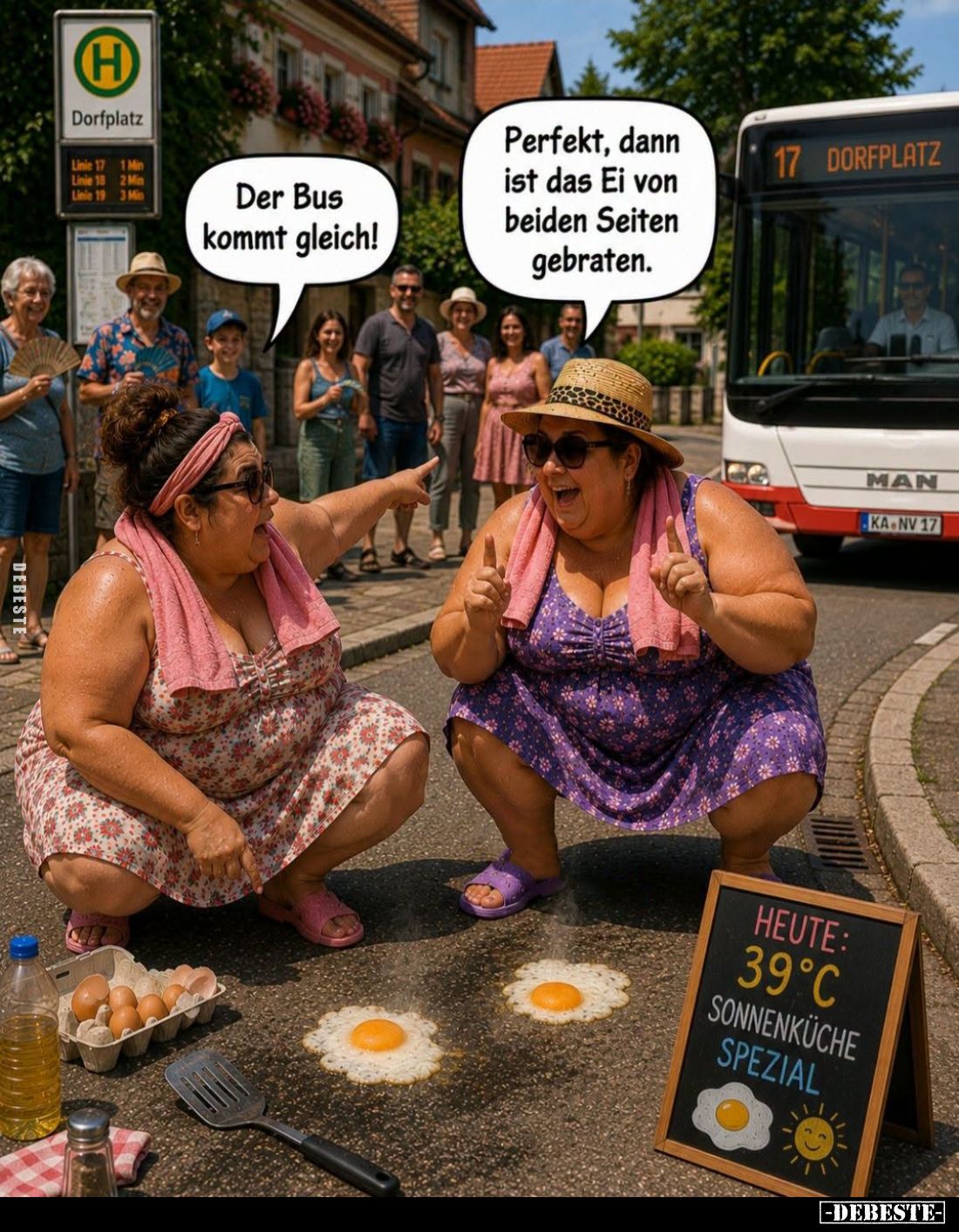 Der Bus kommt gleich! -
Perfekt, dann ist das Ei von beiden Seiten gebraten.