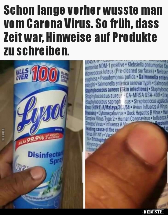 Schon lange vorher wusste man vom Carona Virus..