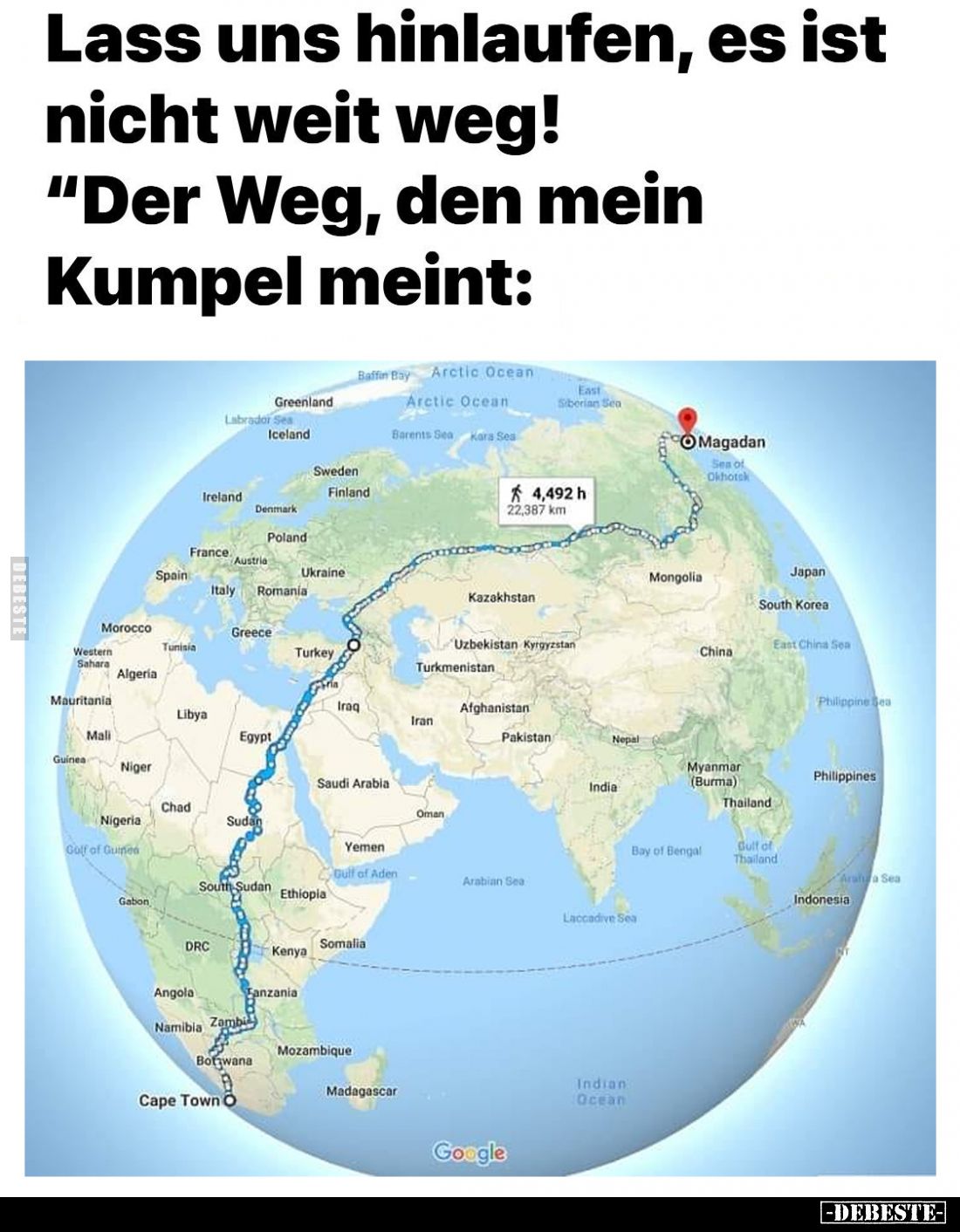 Lass uns hinlaufen, es ist nicht weit weg! - Der Weg, den mein Kumpel meint: