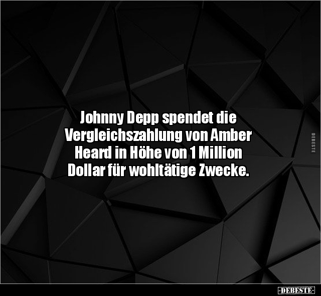 Johnny Depp spendet die Vergleichszahlung von Amber Heard.. - Lustige Bilder | DEBESTE.de