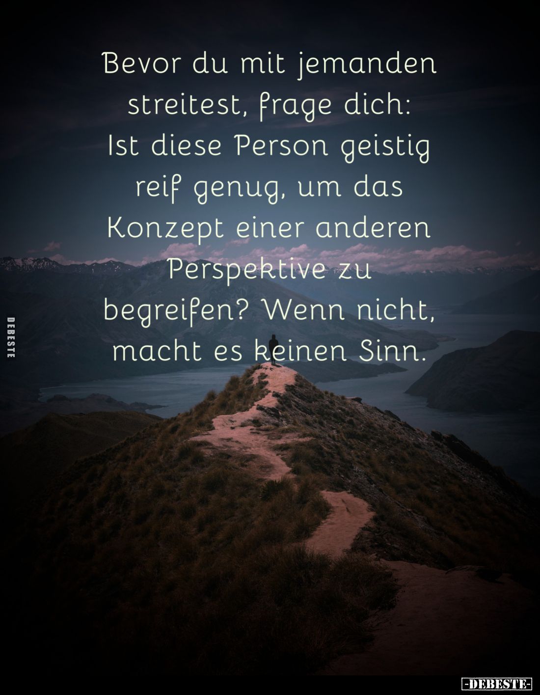Bevor du mit jemanden streitest, frage dich: Ist diese Person geistig reif genug, um das Konzept einer anderen Perspektive zu...