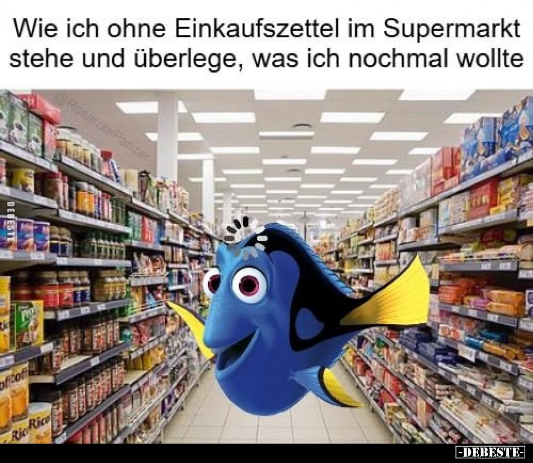 Wie ich ohne Einkaufszettel im Supermarkt stehe und überlege, was ich nochmal wollte