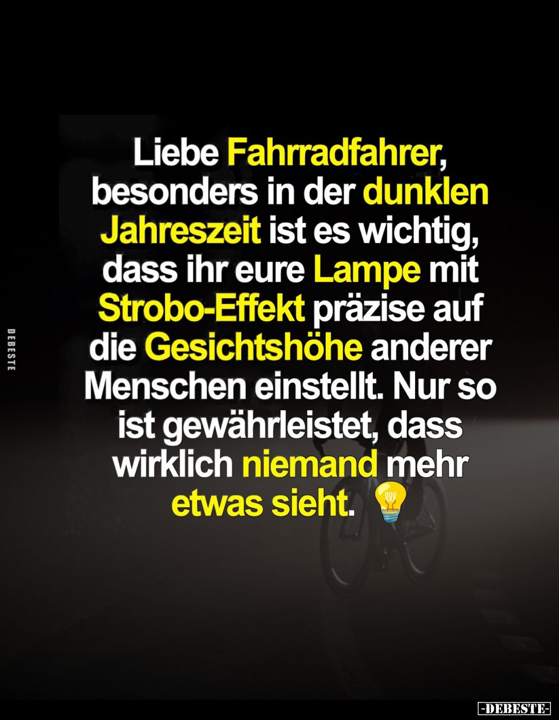 Liebe Fahrradfahrer, besonders in der dunklen Jahreszeit.. - Lustige Bilder | DEBESTE.de