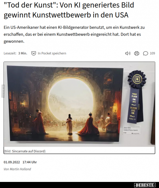 "Tod der Kunst": Von KI generiertes Bild gewinnt.. - Lustige Bilder | DEBESTE.de